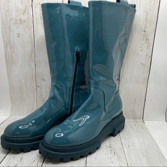 AGL 40mm Patent Leather Midi Boots Size 7 - Picture 3 of 15